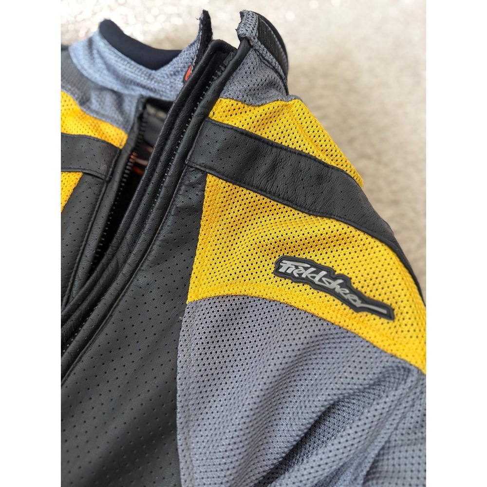 Fieldsheer High Temp Leather Mesh Motorcycle Jacket black yellow men size 12/14 - Picture 9 of 15